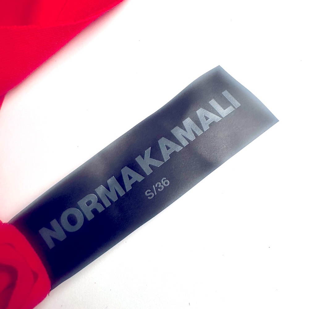 Norma Kamali Red One Shoulder Cowl Neck Sheath Dress - Picture 2 of 3